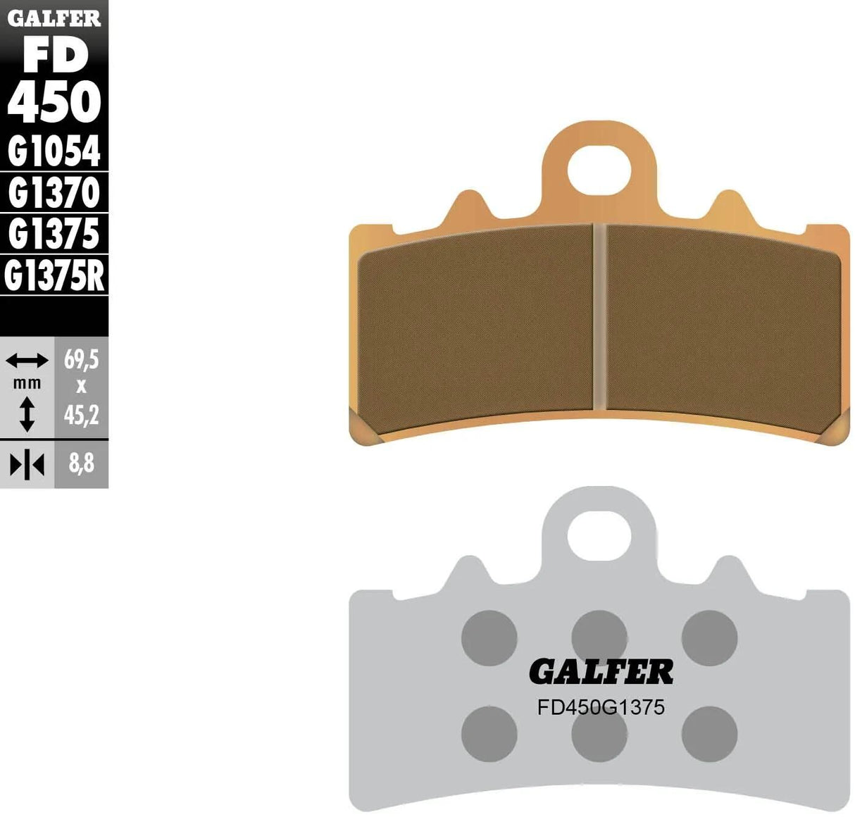 Galfer Bremsbeläge FD450 Bremsbelag FD450 G1375 Sint.Metal Str. sp.