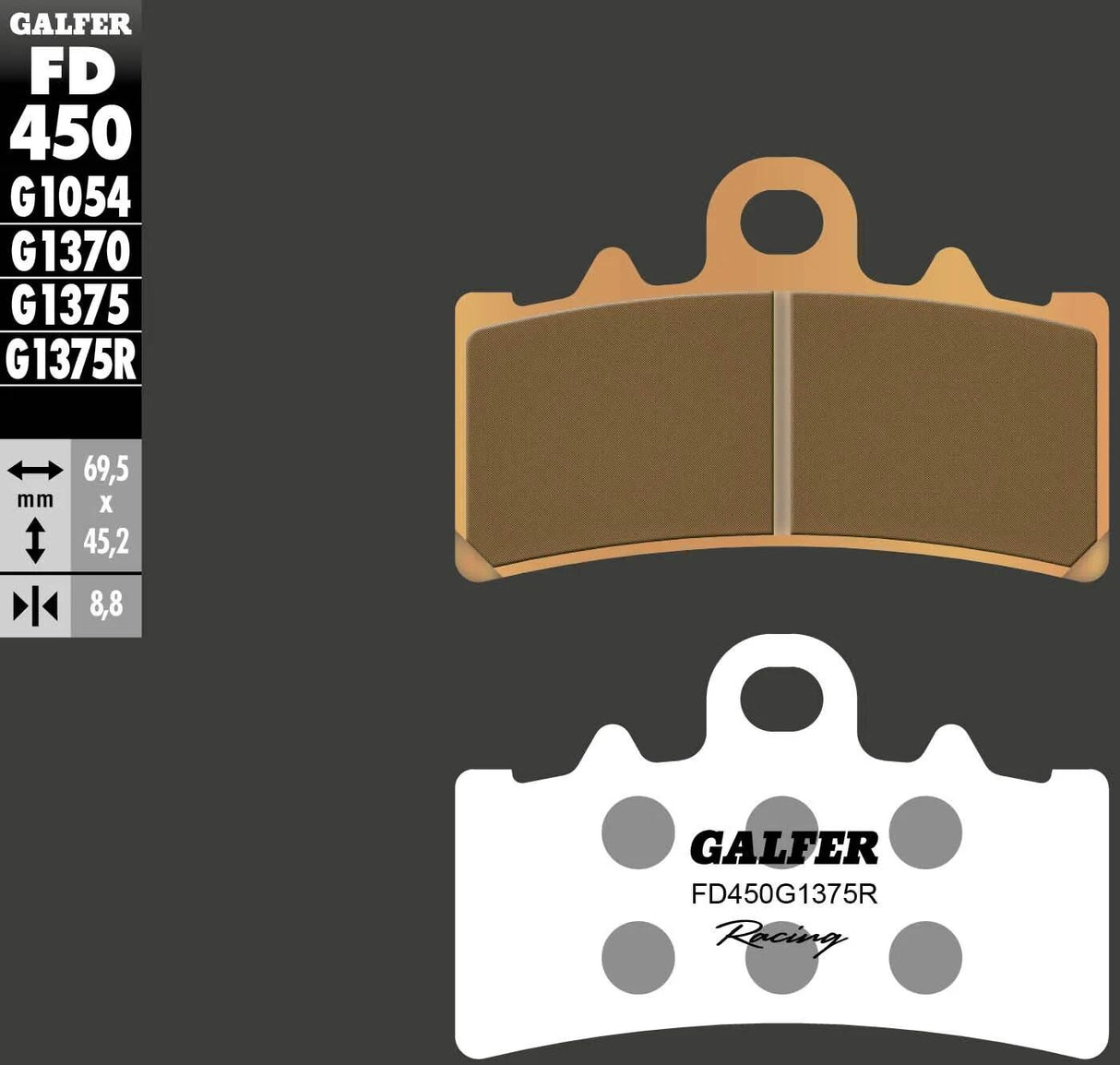 Galfer Bremsbeläge fd450 Bremsbelag fd450 g1375r sint.met.racing