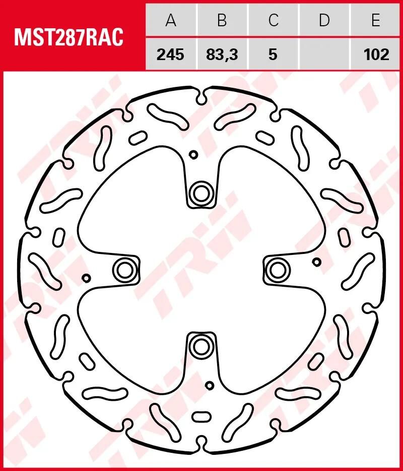 TRW-Bremsscheibe mst287rac. Rotor mst287rac starr
