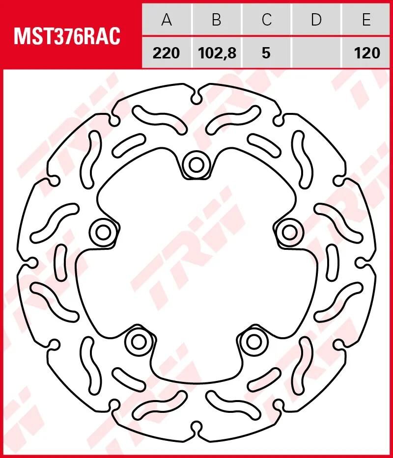 TRW-Bremsscheibe mst376rac. Rotor mst376rac starr
