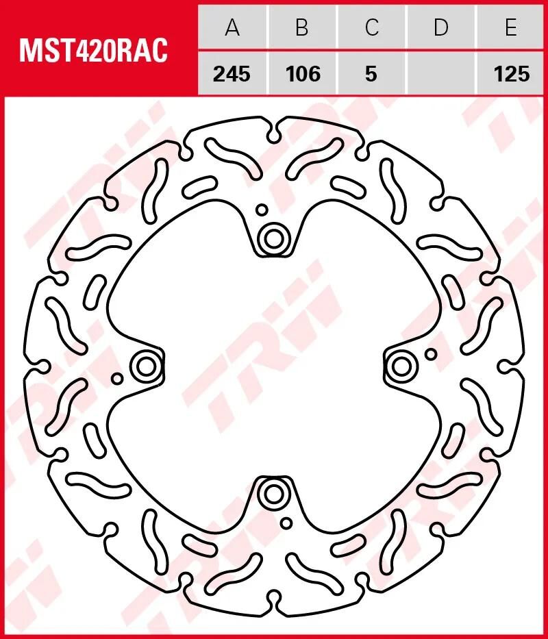 TRW-Bremsscheibe mst420rac. Rotor mst420rac starr