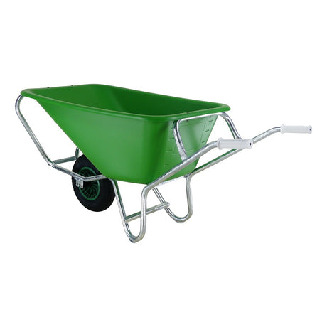 Fort producten kruiwagen f s 165l groen hdpe bak verzinkt onderstel