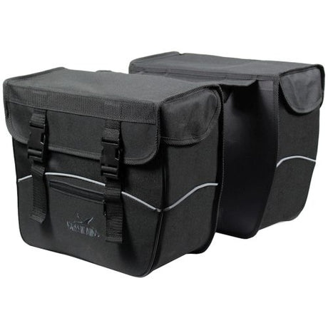 Grönlandsack Doppelschwarzschwarz. Abmessungen 35x31x16 (x2) cm. EXCORRENT Sides, 34L