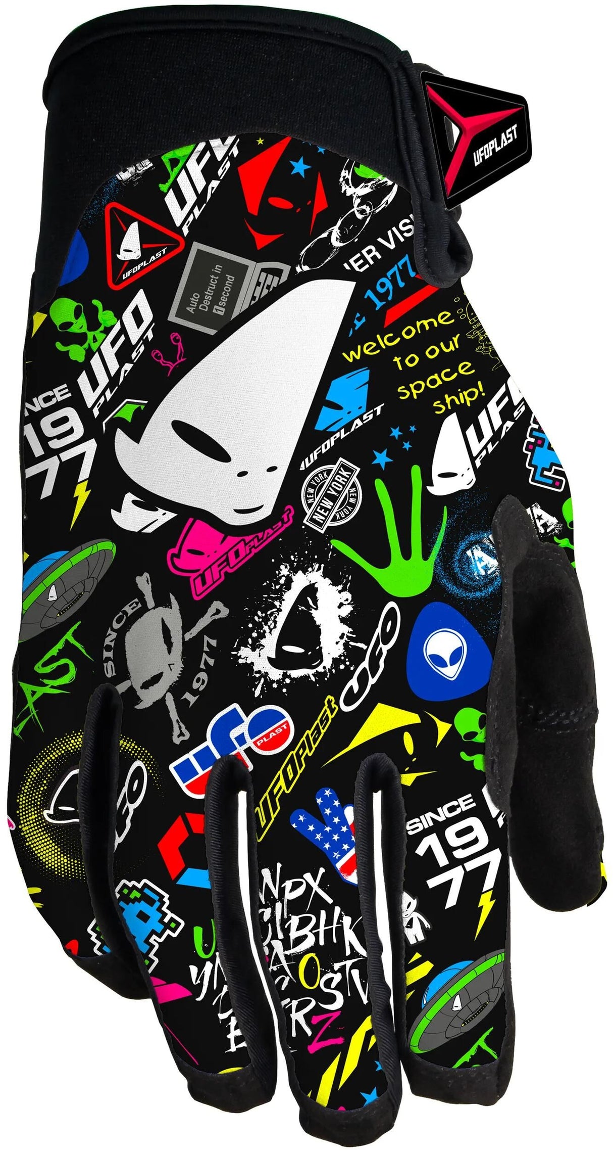 UFO-Pipi-Kinderhandschuhe UFO-Skyline-Grafik Gr. l