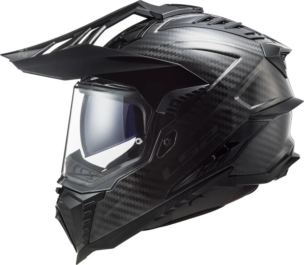 Ls2 Enduro-Helm MX701 Explorer Carbon Solid, Material: lackiertes Carbon, Doppel-D-Verschluss Helm MX701 Exp.Car. einfarbig 3xl schwarz