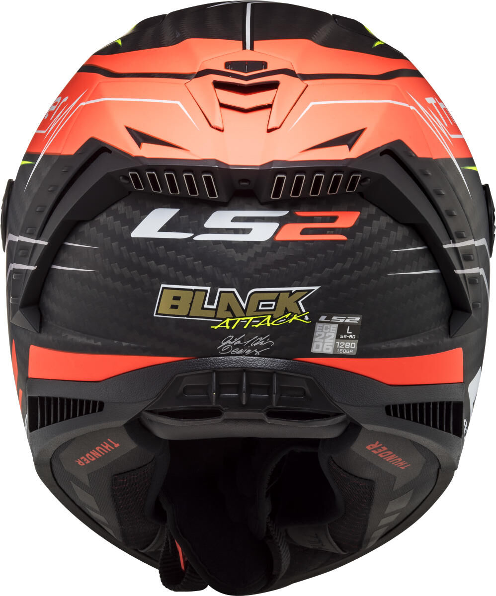 Ls2 Integralhelm „FF805 Thunder Carbon Black Attack“ Helm FF805 th.ca.bl att. xs b. speichere yel.