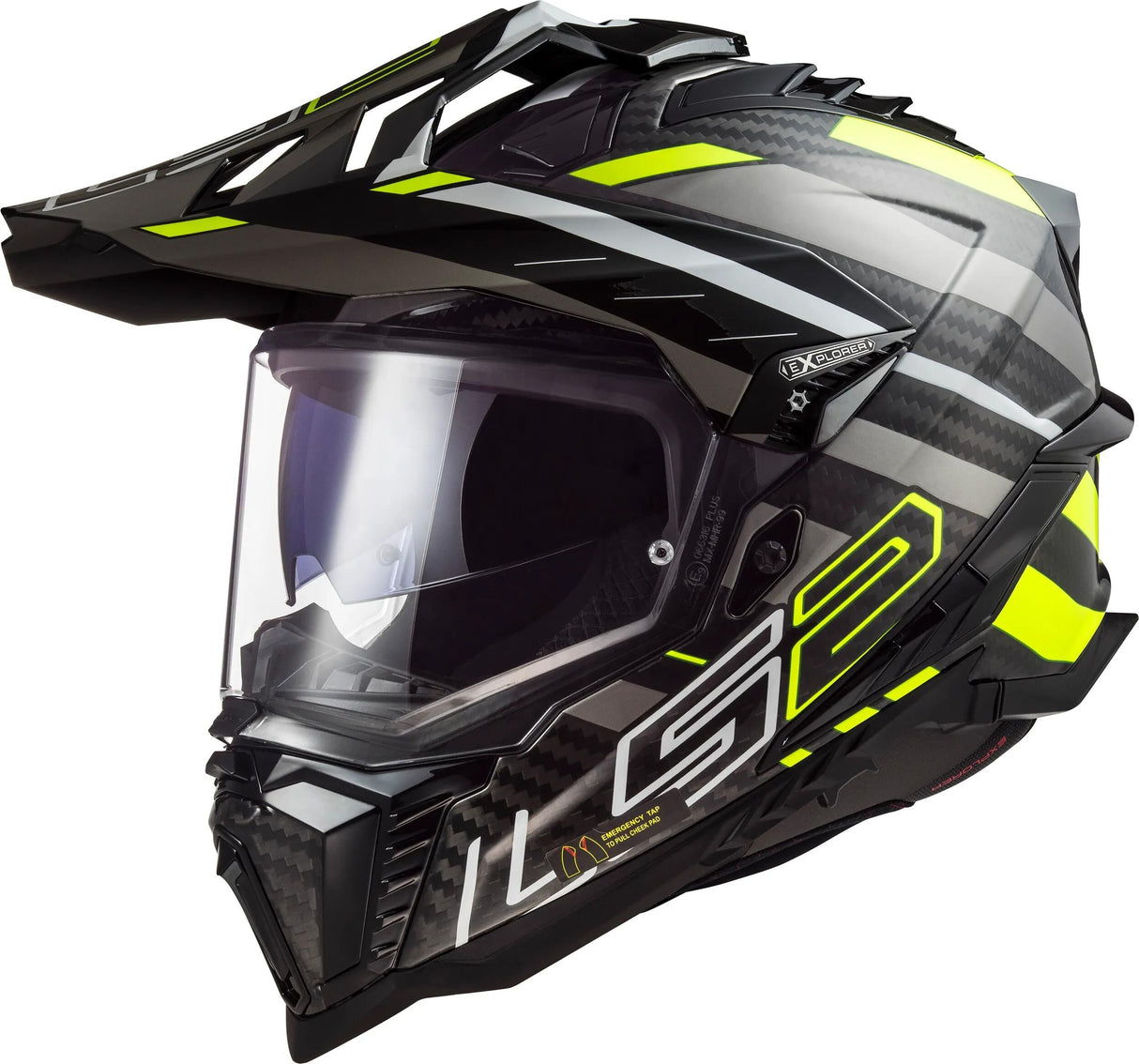 Ls2 Enduro-Helm MX701 Explorer Carbon Edge Helm MX701 Exp.Car. Rand l bl. yel. Titan