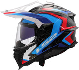 Ls2 Enduro-Helm MX701 Explorer Carbon Frontier II, interne Sonnenblende, abnehmbar, waschbar, hypoallergen und atmungsaktiv, verstärkter Kinnriemen, Rettungswangenpolster, Doppel-D-Futter Helm MX701 Expl. car.fr.ii s ws blau bl