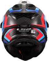 Ls2 Enduro-Helm MX701 Explorer Carbon Frontier II, interne Sonnenblende, abnehmbar, waschbar, hypoallergen und atmungsaktiv, verstärkter Kinnriemen, Rettungswangenpolster, Doppel-D-Futter Helm MX701 Expl. car.fr.ii s ws blau bl