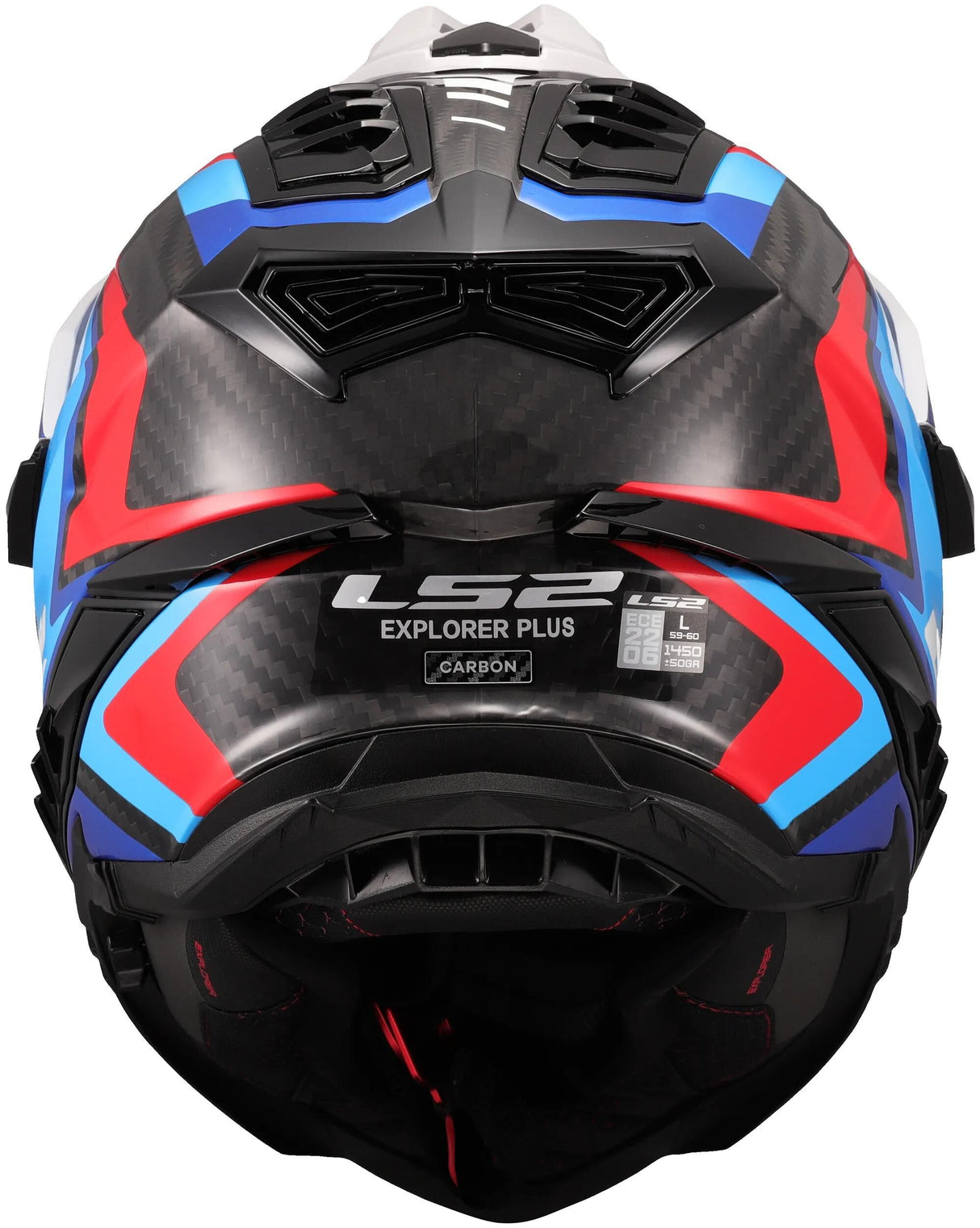 Ls2 Enduro-Helm MX701 Explorer Carbon Frontier II, interne Sonnenblende, abnehmbar, waschbar, hypoallergen und atmungsaktiv, verstärkter Kinnriemen, Rettungswangenpolster, Doppel-D-Futter Helm MX701 Expl. car.fr.ii xxl weis blau bl