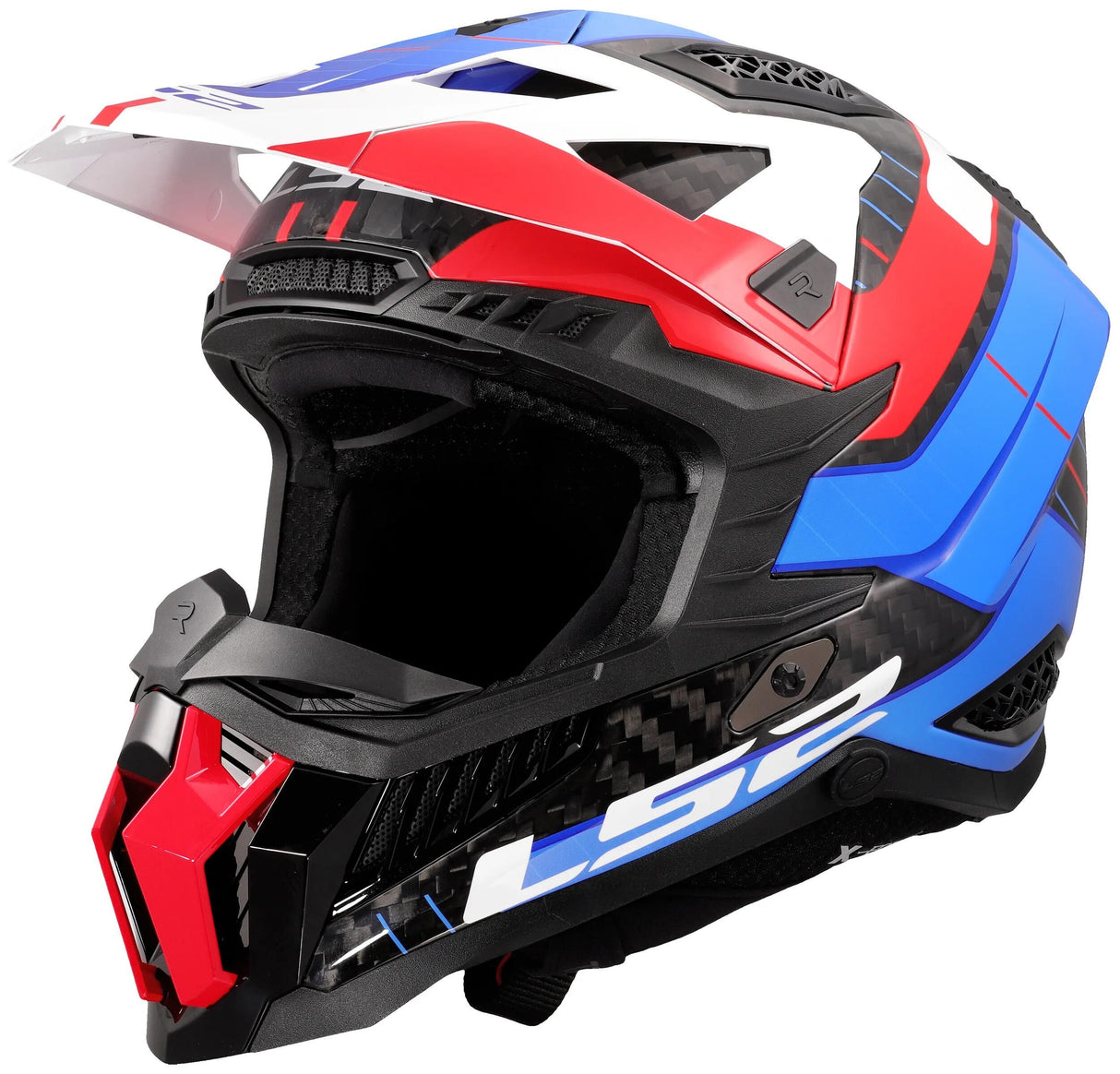 Ls2 Motocross-Helm MX703 x-force galuo, atmungsaktiv und hypoallergen. Helm X-Force Galuo weiß rot blau gr. xxl