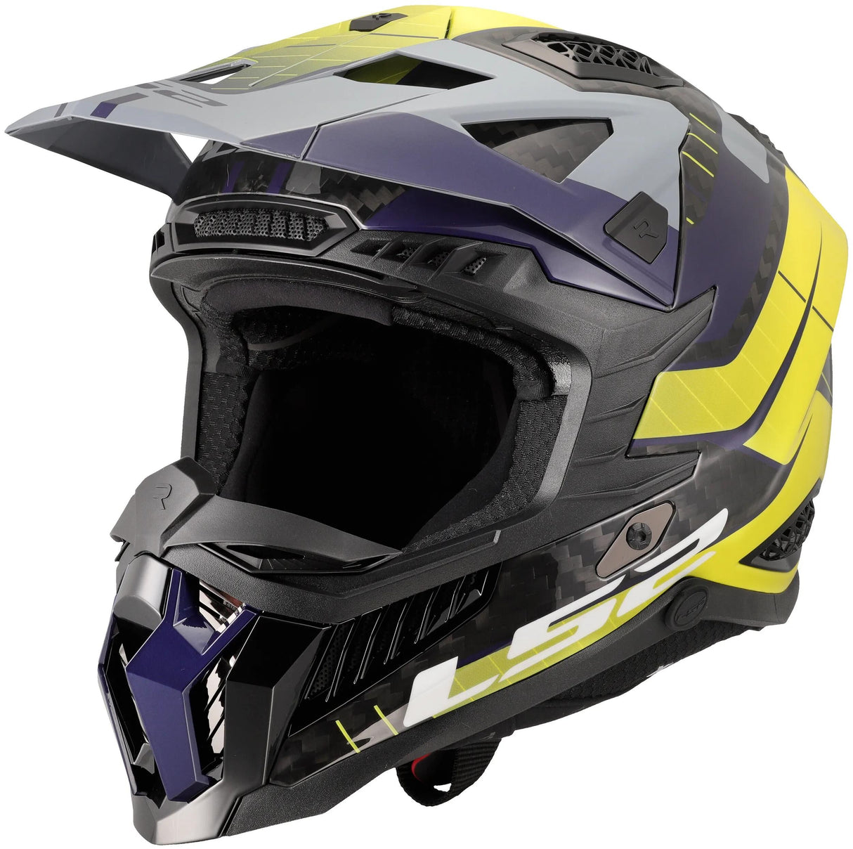 Ls2 Motocross-Helm MX703 x-force galuo, atmungsaktiv und hypoallergen. Helm X-Force Galuo grau neongelb Größe XL