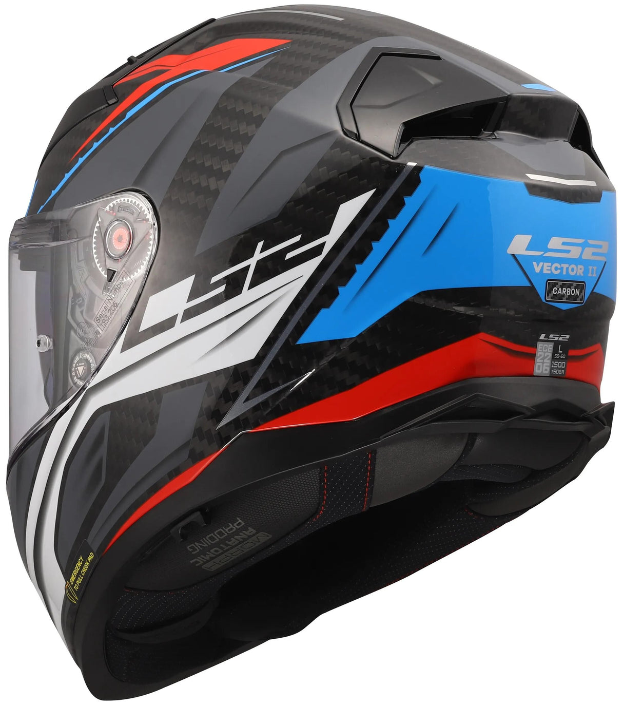 Ls2 Integralhelm FF811 Vector II Carbon Savage. Helm ff811 Vektor i c Savage weiß blau rot l