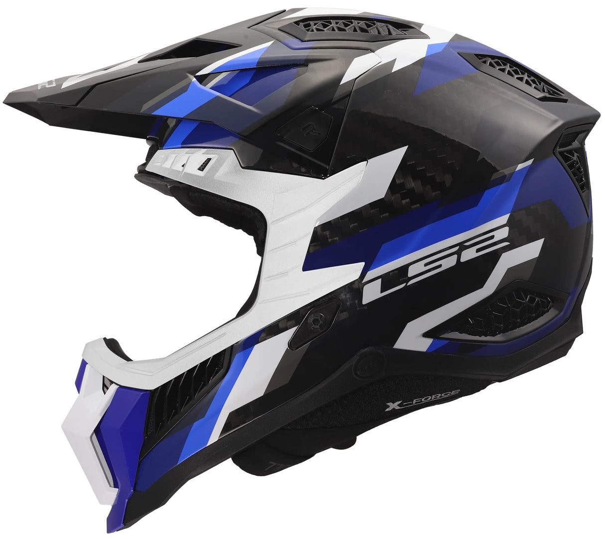Ls2 MX703 X-Force Phantom Motocross-Helm, atmungsaktiv und hypoallergen. Helm MX703 X-Force Phantom Blau Weiß XL
