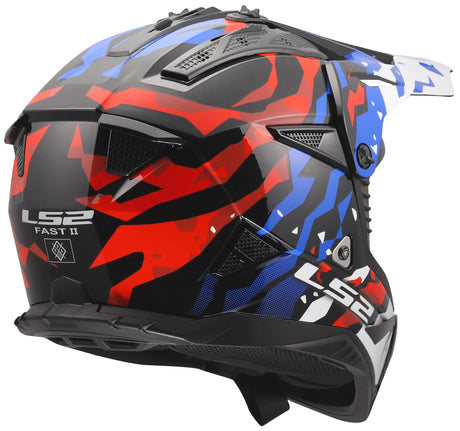 Ls2 Motocross-Helm MX708 Fast II Grotesk Helm MX708 Fast II Grotesque Weiß Bl Rot XS
