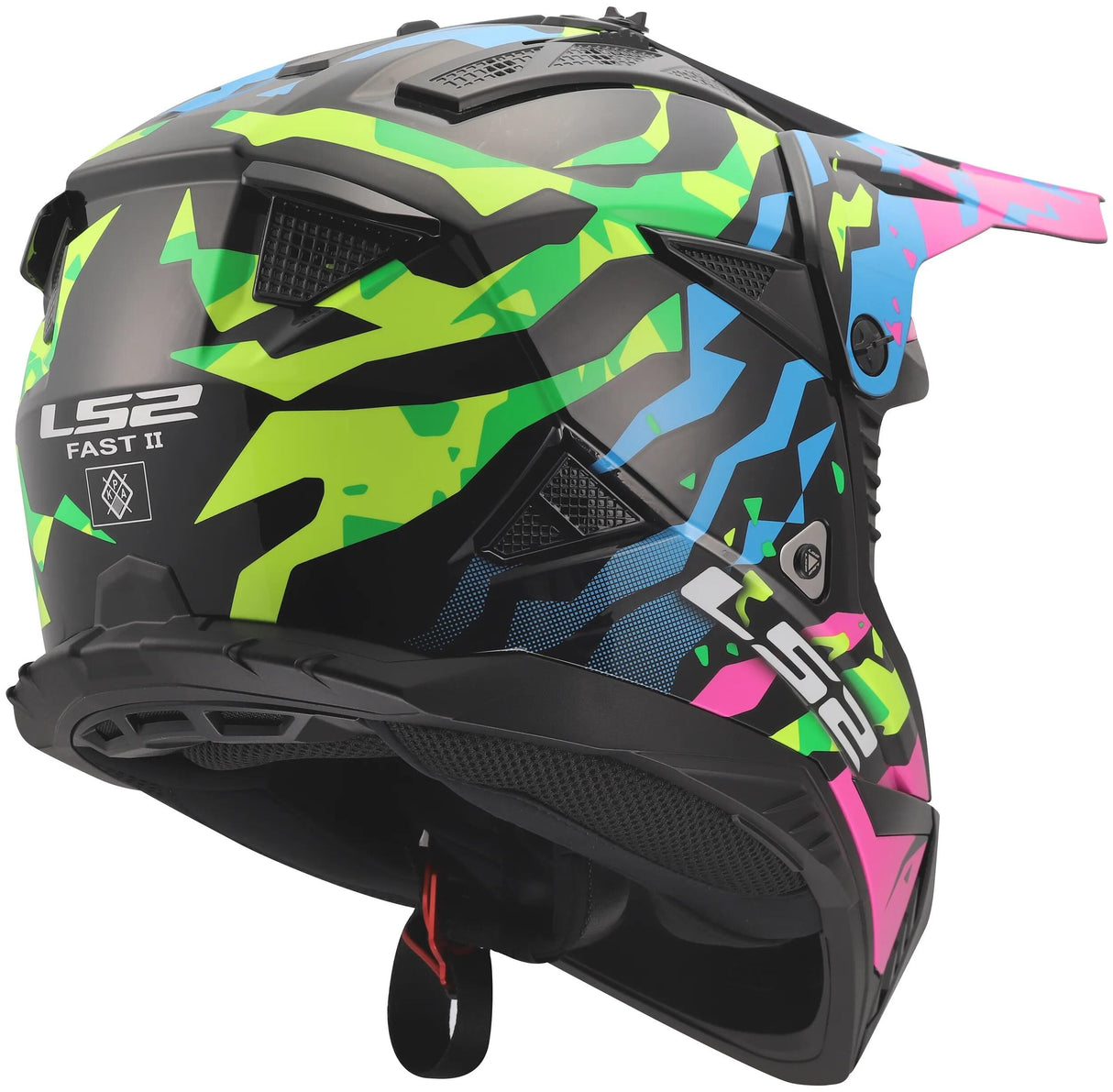 Ls2 Motocross-Helm MX708 Fast II Grotesque Helm MX708 Fast II Grotesque BL Pink Grün x