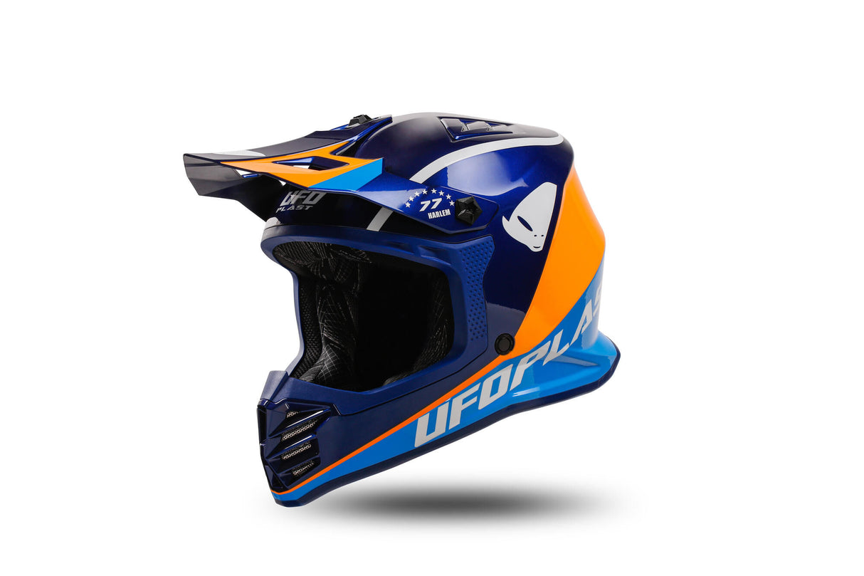 UFO Plast Kinder-Motocross-Helm Korey, abnehmbarer Helm UFO Plst Korey S blau orange