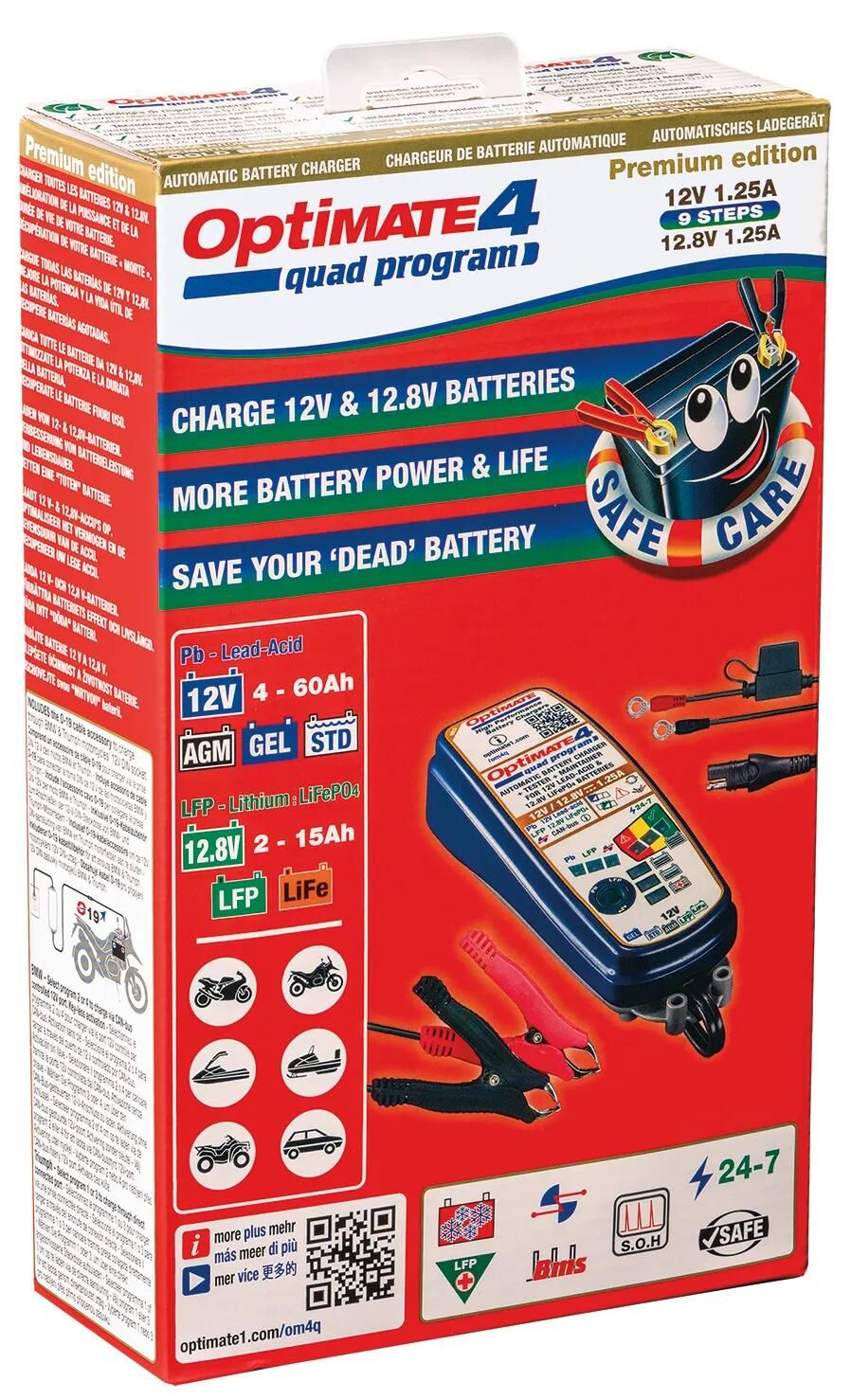 Tecmate Batterieladegerät Optimate 4 Quad-Programm. Ladegerät Optomate 4 Quad progr.12 Volt