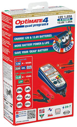 Tecmate Batterieladegerät Optimate 4 Quad-Programm. Optimiertes 4-Ladegerät-Quad-Programm
