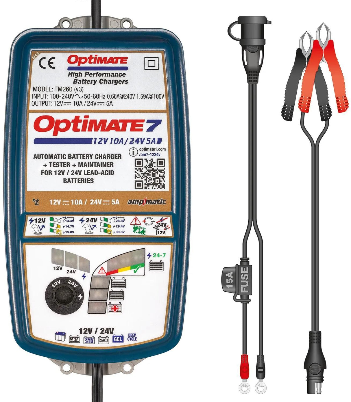 Tecmate Batterieladegerät Optimate 7 12V-24V Optimate 7 Ladegerät 12V 24V