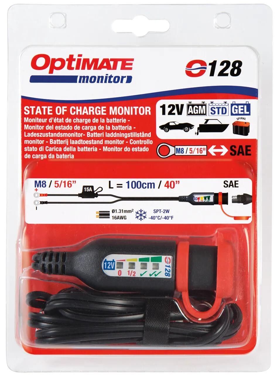 Tecmate Batteriemonitor Monitor Optimum m. Oesen-Standard