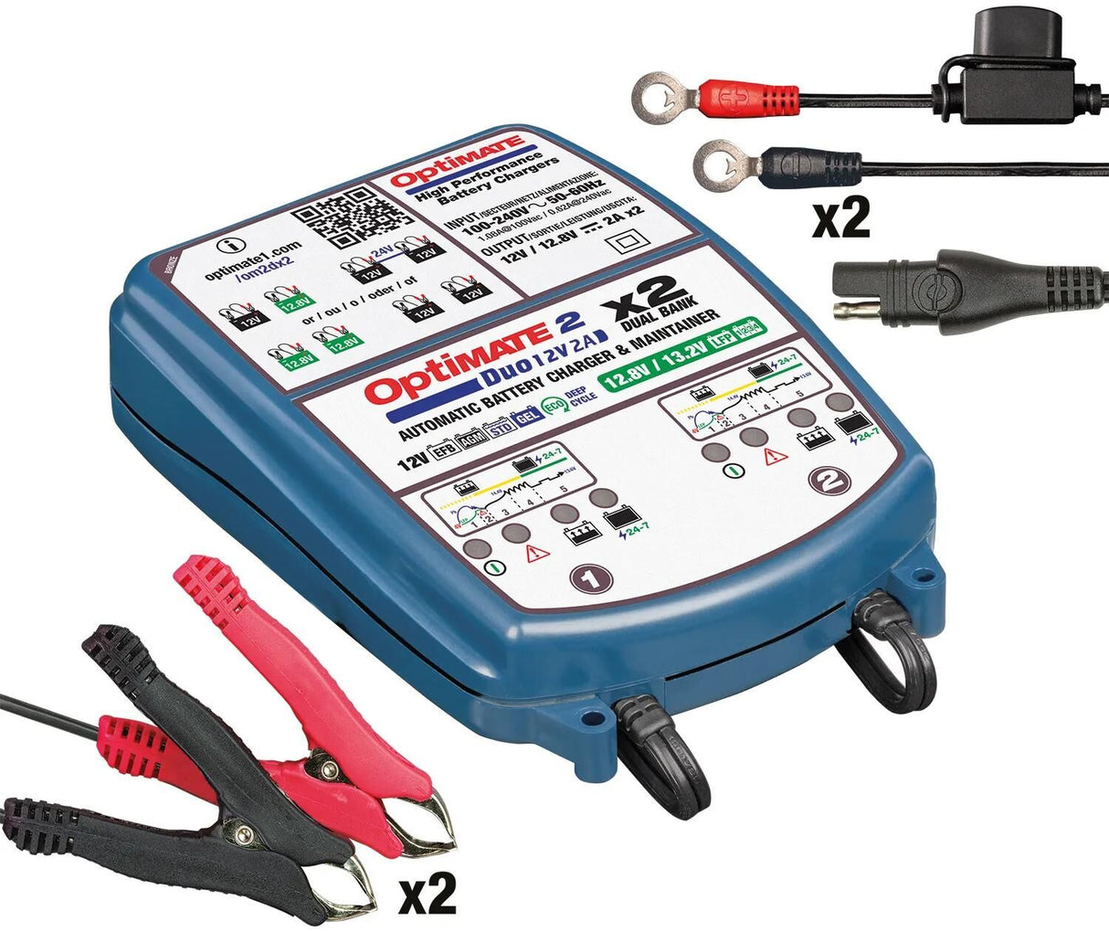 Tecmate Batterieladegerät Optimate 2 Duo Optimate 2 Ladegerät Duo 2er Bank