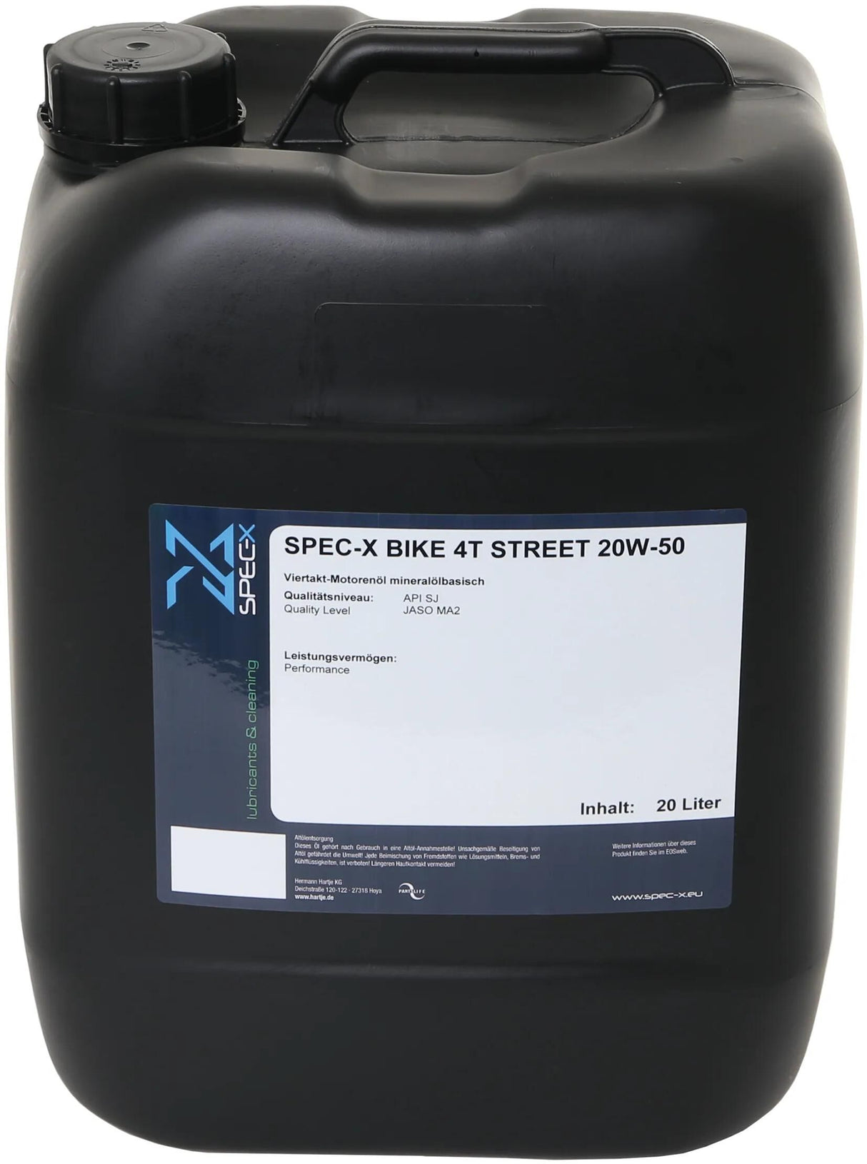 Spec-x Motoröl Fahrrad 4t Straßenmotoröl 4t 20w-50 stre 20l Fahrrad