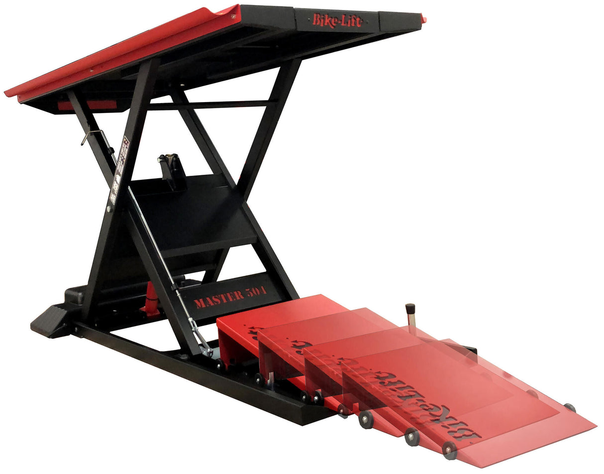 Bike-Lift Fahrradlift Liftbrücke Master 504 Tor einfahren Hebebühne Bike-Lif Master 504 Tor einfahren