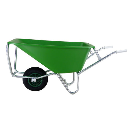 Fort producten kruiwagen f s 165l groen hdpe bak verzinkt onderstel