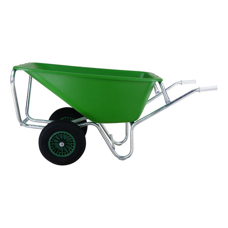 Fort Products Schubkarre F S 165l grüner HDPE-Behälter verzinkter Boden 2 Räder
