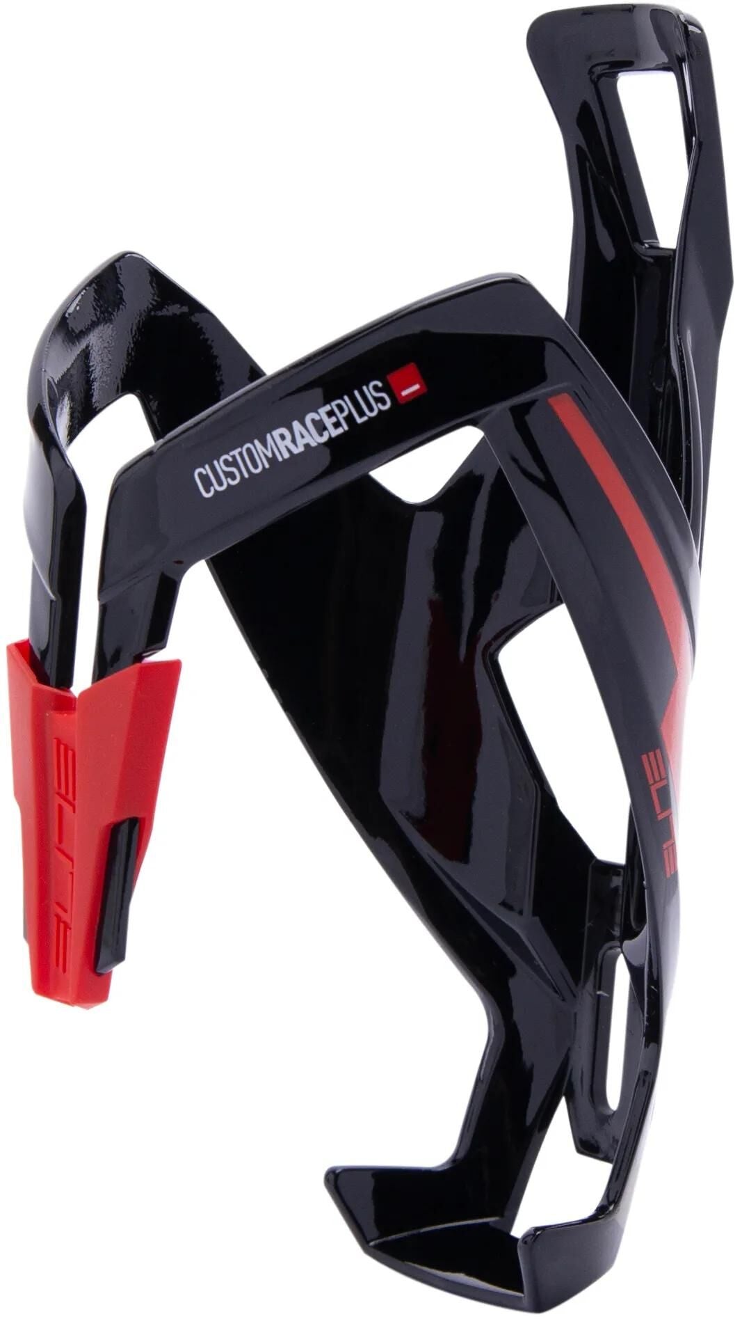 Elite-Flaschenhalter Custom Race Plus in Schwarz mit roter Grafik