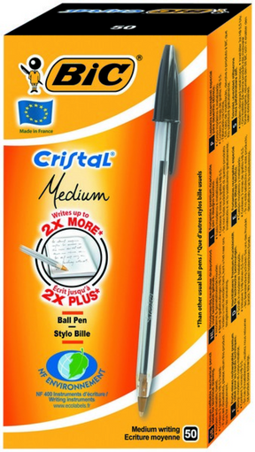 Bic Kugelschreiber Cristal Original Medium 0,4 mm 50 Stück schwarz