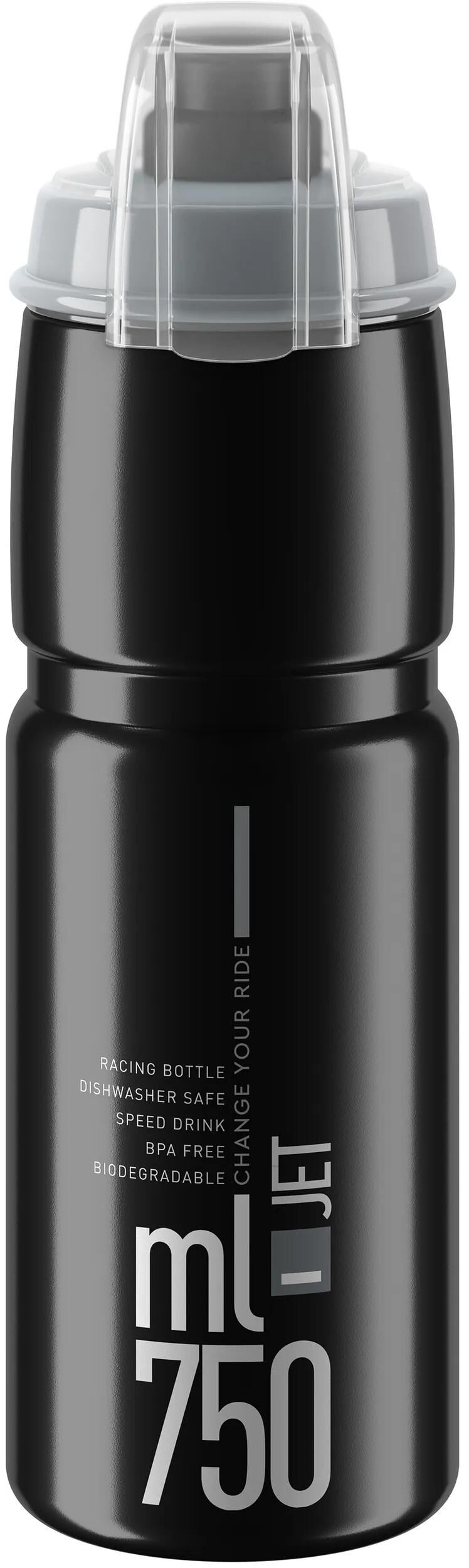 Elite Wasserflasche Jet Plus Flasche Jet Plus 750 ml schwarz grau mit Verschluss
