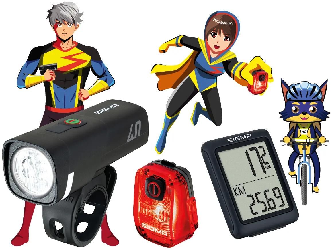 Sigma Sport Lichtset Aura 40 Hiro 10 BC 5.0 WR Ride Safe to School Sigma Bundle Aura 40 + Hiro 10 + BC 5.0 RSTS