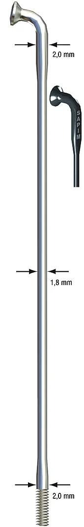 Sapim Speiche Race Speiche Race Edelstahl 2x1,8x276mm db b