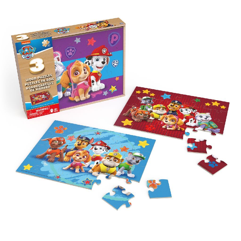 Paw Patrol 3in1 Wood Puzzle in Box 3x24 stykker