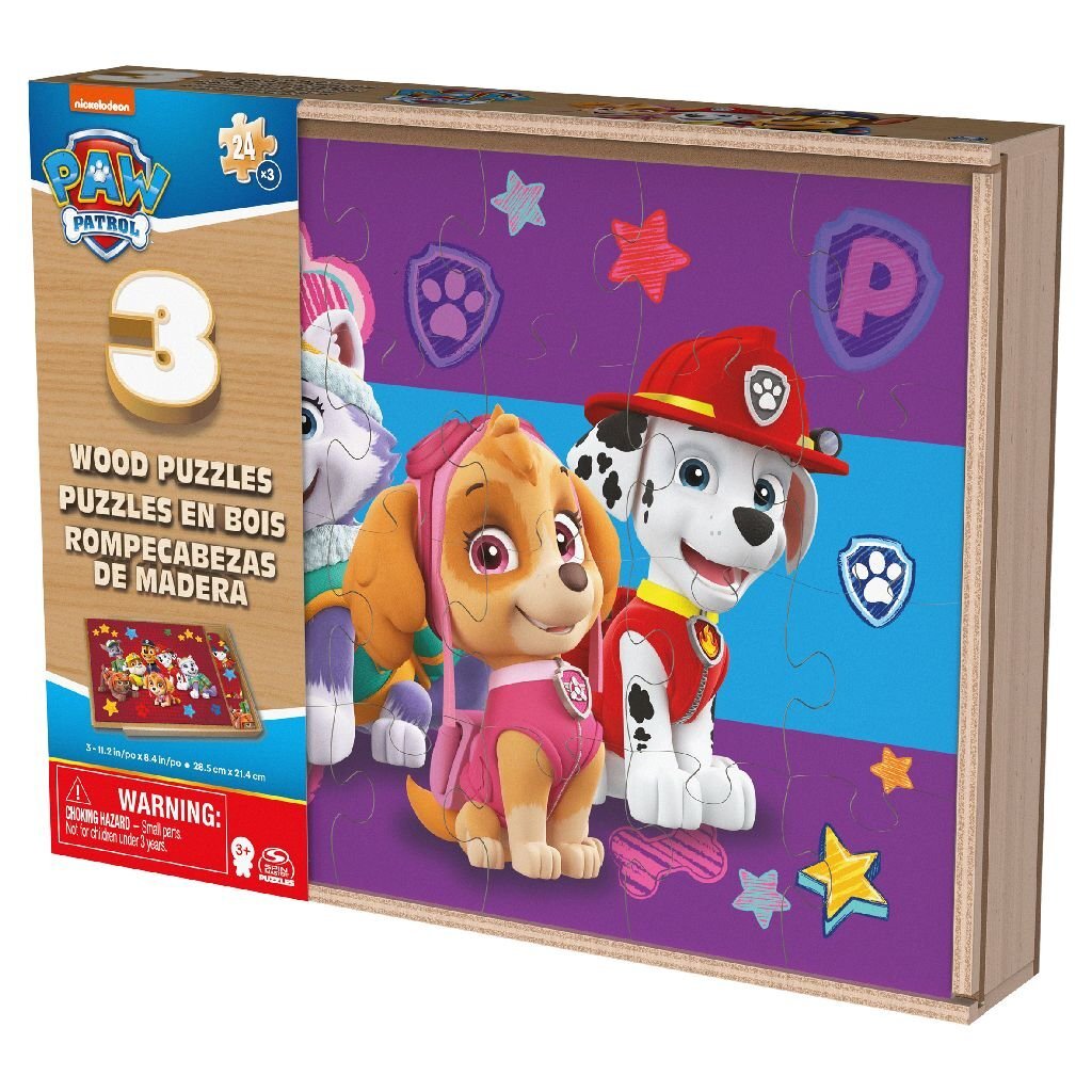 Paw Patrol 3in1 Wood Puzzle in Box 3x24 stykker