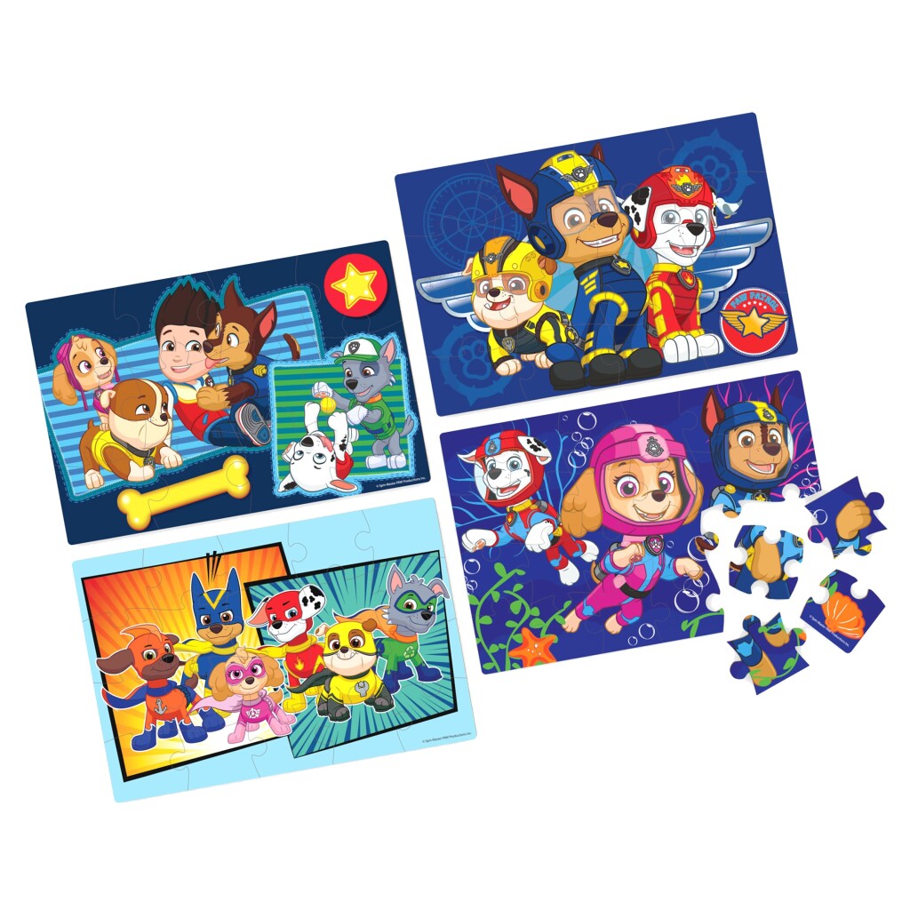 PAW Patrol Shoe Box 4 Puzzles de madera 12-16-20-24 piezas