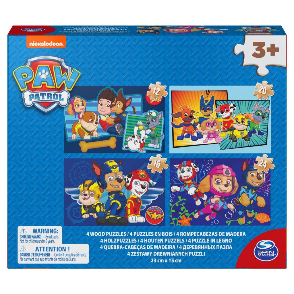 Paw Patrol Shoe Box 4 wooden puzzles 12-16-20-24 pieces