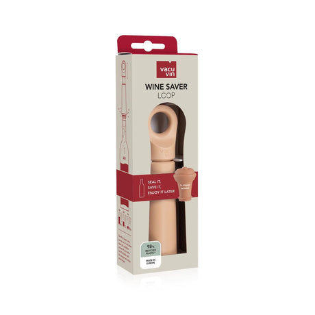 Vacu Vin Wine Saver Loop Terra – Vakuumpumpe für Wein – inklusive wiederverwendbarem Weinverschluss – 98 % recycelter Kunststoff – Terra