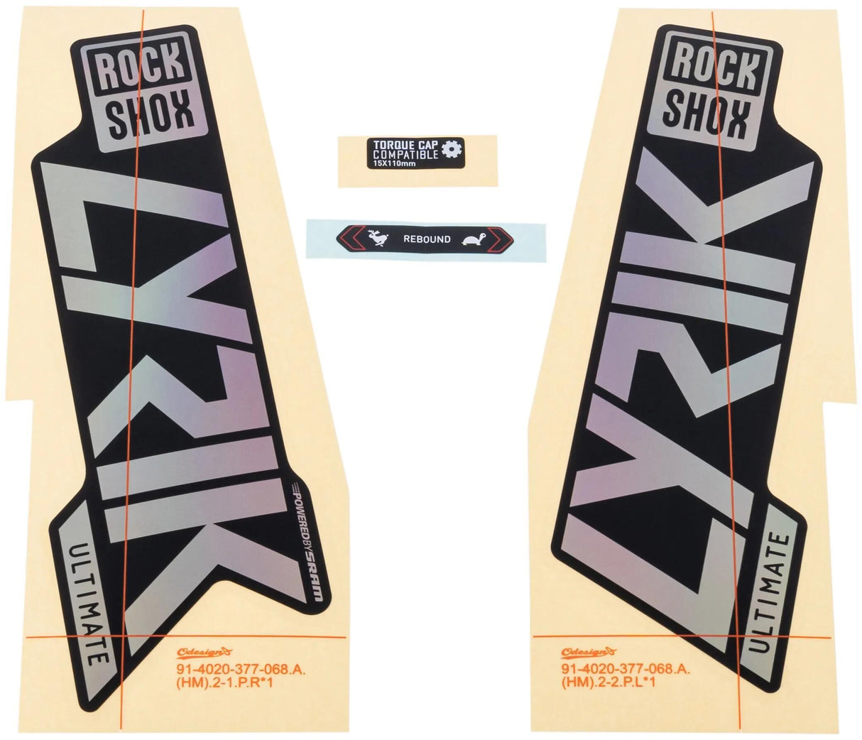 RockShox Dekorset Signatur Series Aufkleberset RS Lyrik Ult. Regenbogen