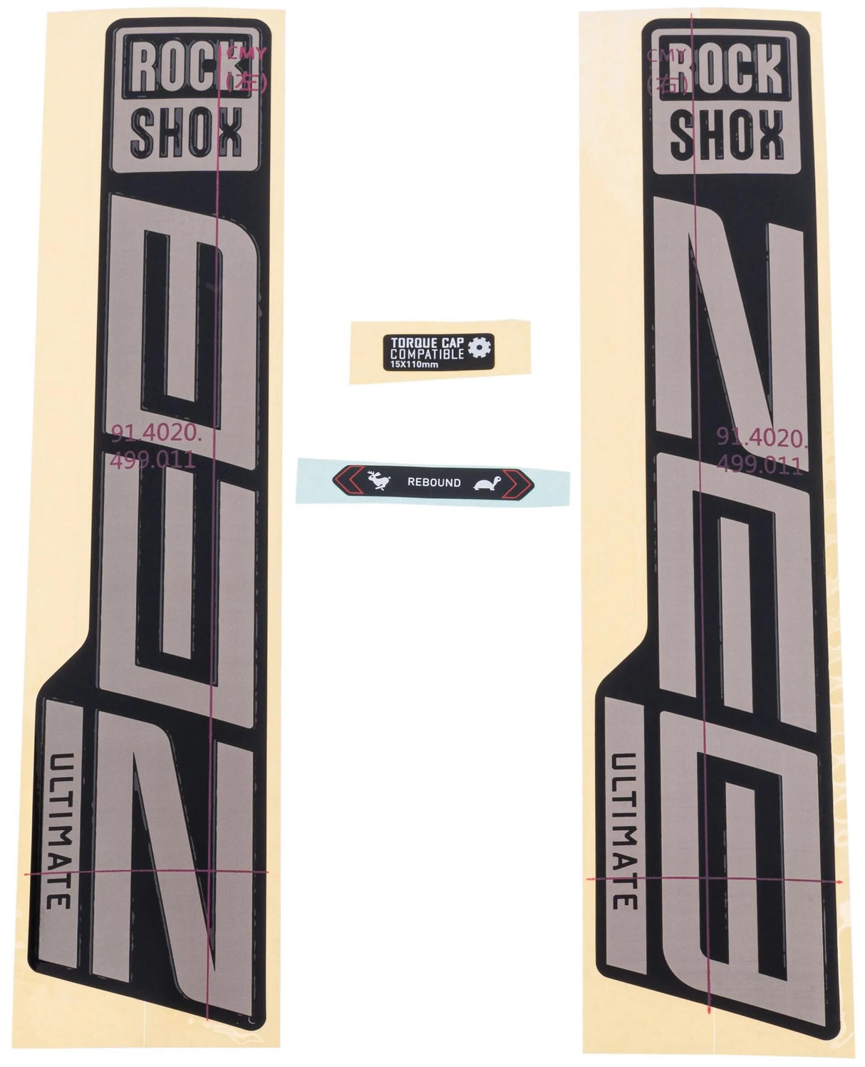 RockShox Dekorset Signature Series Aufkleberset RS Zeb Ult. Silber