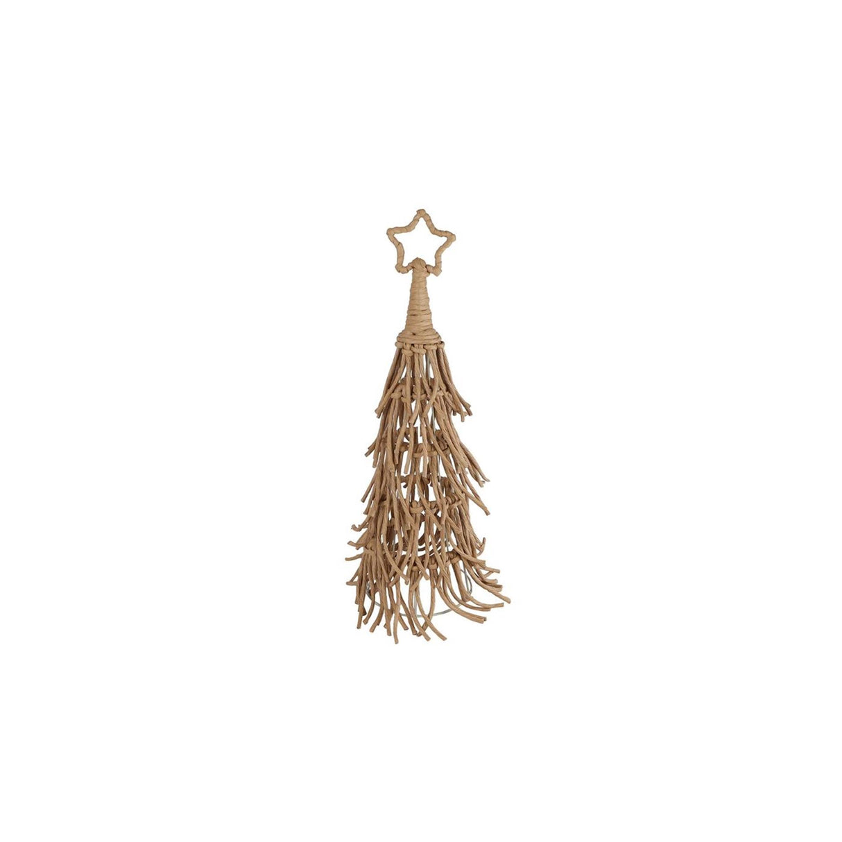 Kerstboom met ster beige touw metaal 20x20x71cm