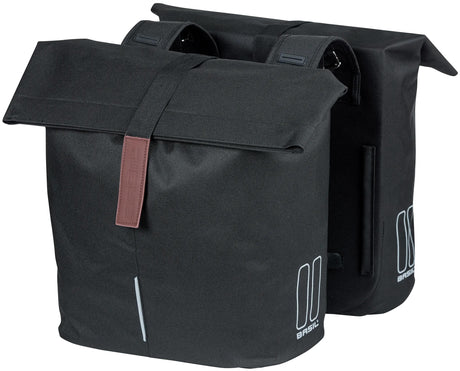 Basilikum -Stadt -Doppelfahrradbeutel - Wasser -Repellent Polyester - Schwarz - Universal Bridge System - 28-32L