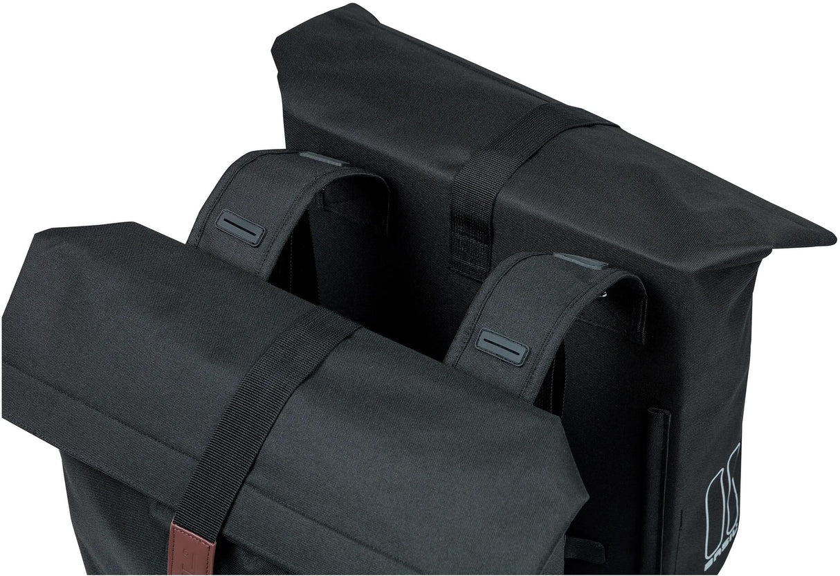 Basilikum -Stadt -Doppelfahrradbeutel - Wasser -Repellent Polyester - Schwarz - Universal Bridge System - 28-32L