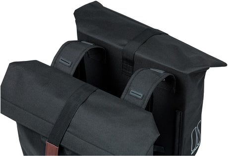 Basilikum -Stadt -Doppelfahrradbeutel - Wasser -Repellent Polyester - Schwarz - Universal Bridge System - 28-32L