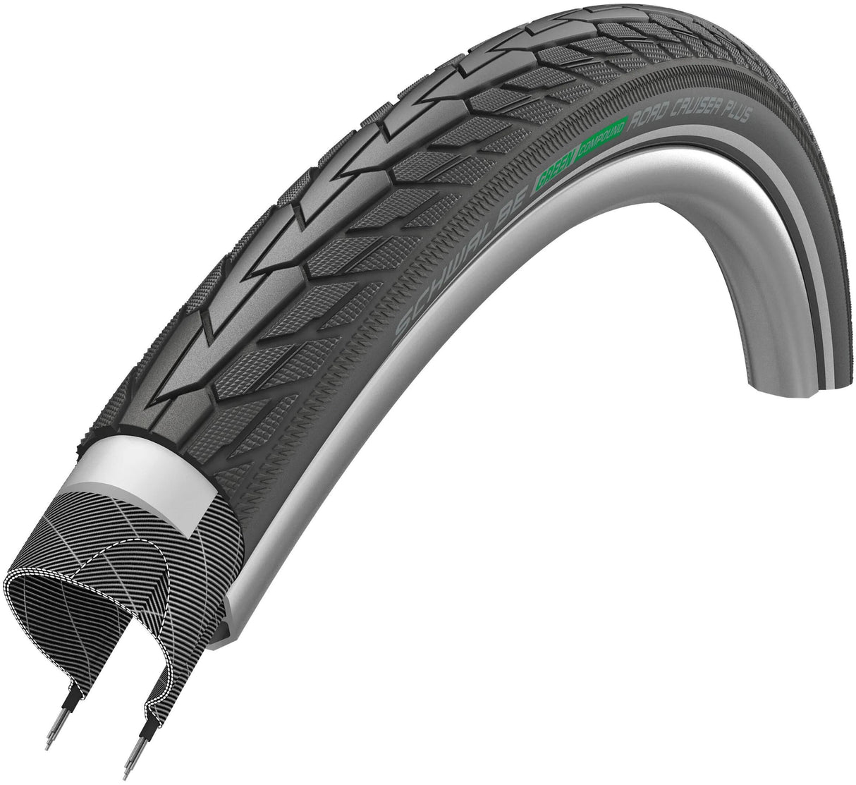 Schwalbe Road Cruiser Plus 28x2,15 (55-622) Wired Active Line Grün Schwarz+Reflex