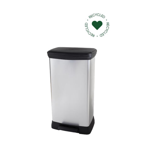 Curver decobin duo waste bin - 23l+23l - rectangular - metallic