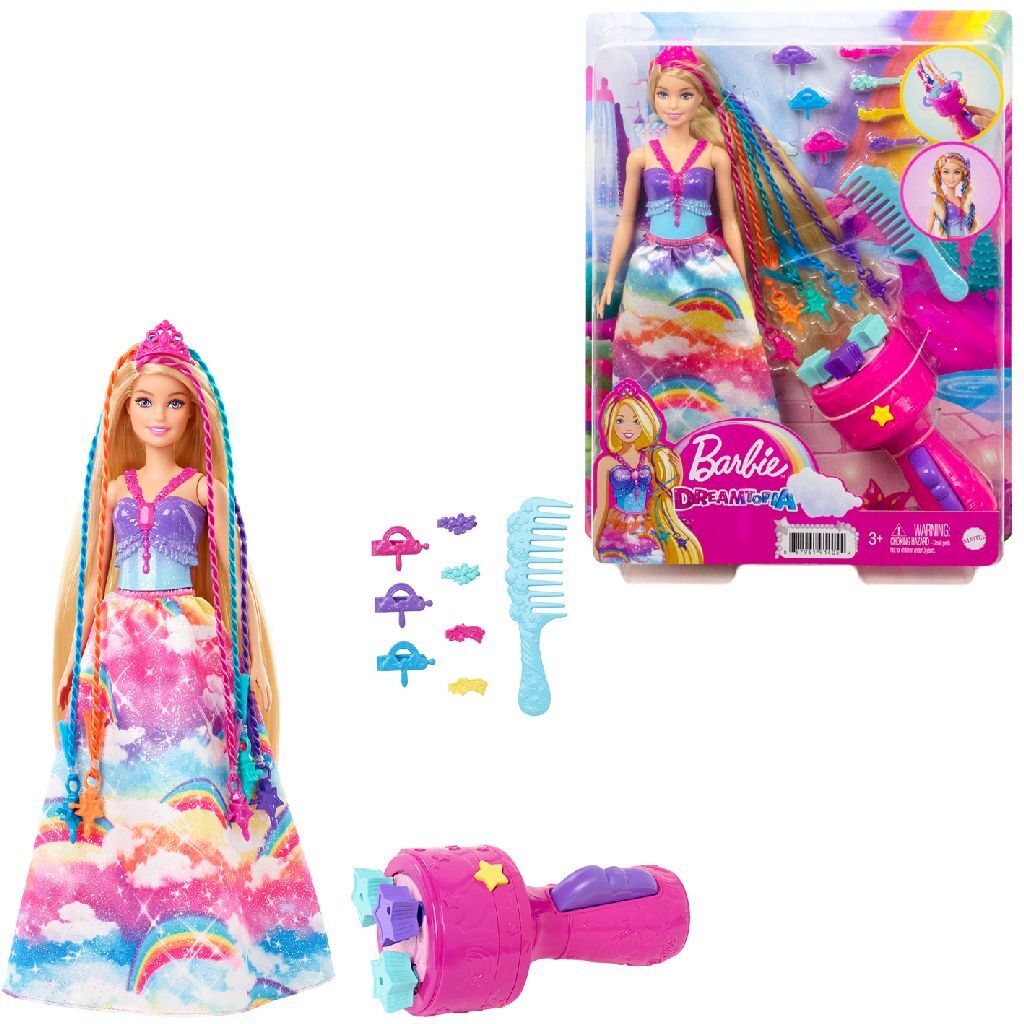 Bambola per la cura della cura dei capelli di Barbie DreamTopia + Accessori