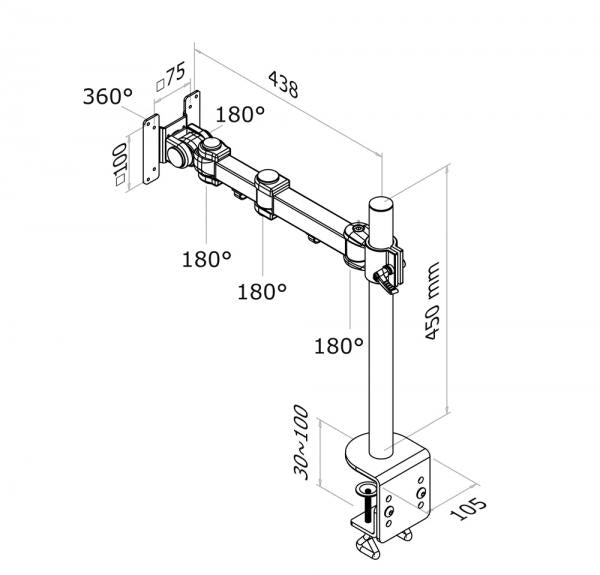 Neomounts neomounts fpma-d960 lcd led tft bureausteun, 10-30 , 10 kg, 75x75 100x100 mm, zwart